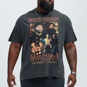 Boyz N The Hood South Central LA Oversized Short Sleeve Tee Faded Black T Shirt